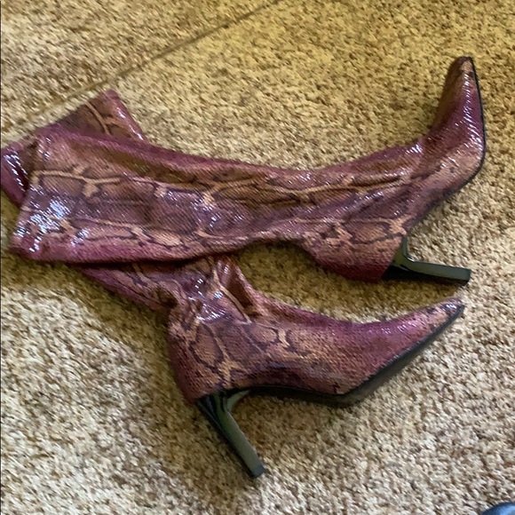 Zara Shoes - Zara heeled boots size 39  snake skin mesh look !!